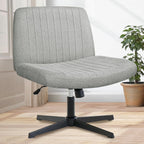 Orange Factory Criss Cross Chair with Wheels, Armless Cross Legged Office Desk Chair, Wide Comfy Vanity Rolling Swivel Modern Comfortable Fabric Computer Task Chairs for Home Office (Beige) - Grand Goldman