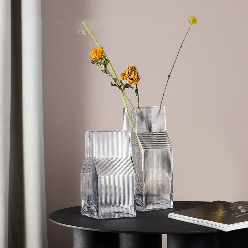 Ornaments Porch Flower Arrangement Transparent Glass Vase Dried Flower Vase Decoration - Grand Goldman