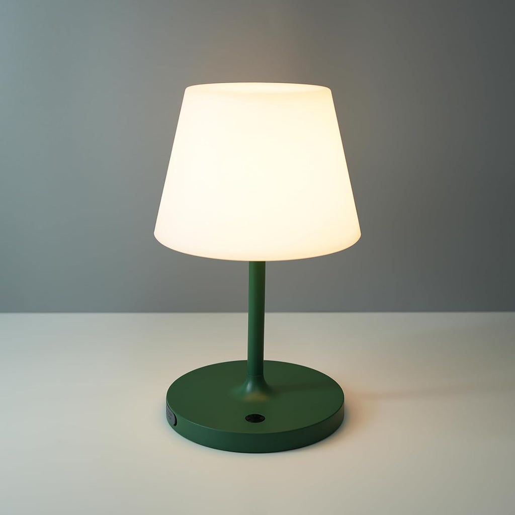 Outdoor Battery Operated Table Lamp Waterproof, 4000mAh Cordless Rechargeable, Touch Dimmable Desk Lamp, LED Night Light for Patio Camping Restaurant Home, H9.6in, Wood Grain - Grand Goldman