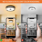 Outdoor Motion Sensor Flush Mount Ceiling Light, LED Outdoor Ceiling Light Fixture, 12" Dusk to Dawn Porch Ceiling Light, Black Modern Exterior Light for Farmhouse Garage Hallway Entry - Grand Goldman