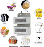 Over the Door Hanging Organizer with 5 Large Pockets - Wall Mount Pantry Storage with Clear PVC Window & 2 Big Metal Hooks for Closet,Bathroom,Nursery,Bedroom,Dorm,Baby Diapers,Kids Toys (Gray) - Grand Goldman