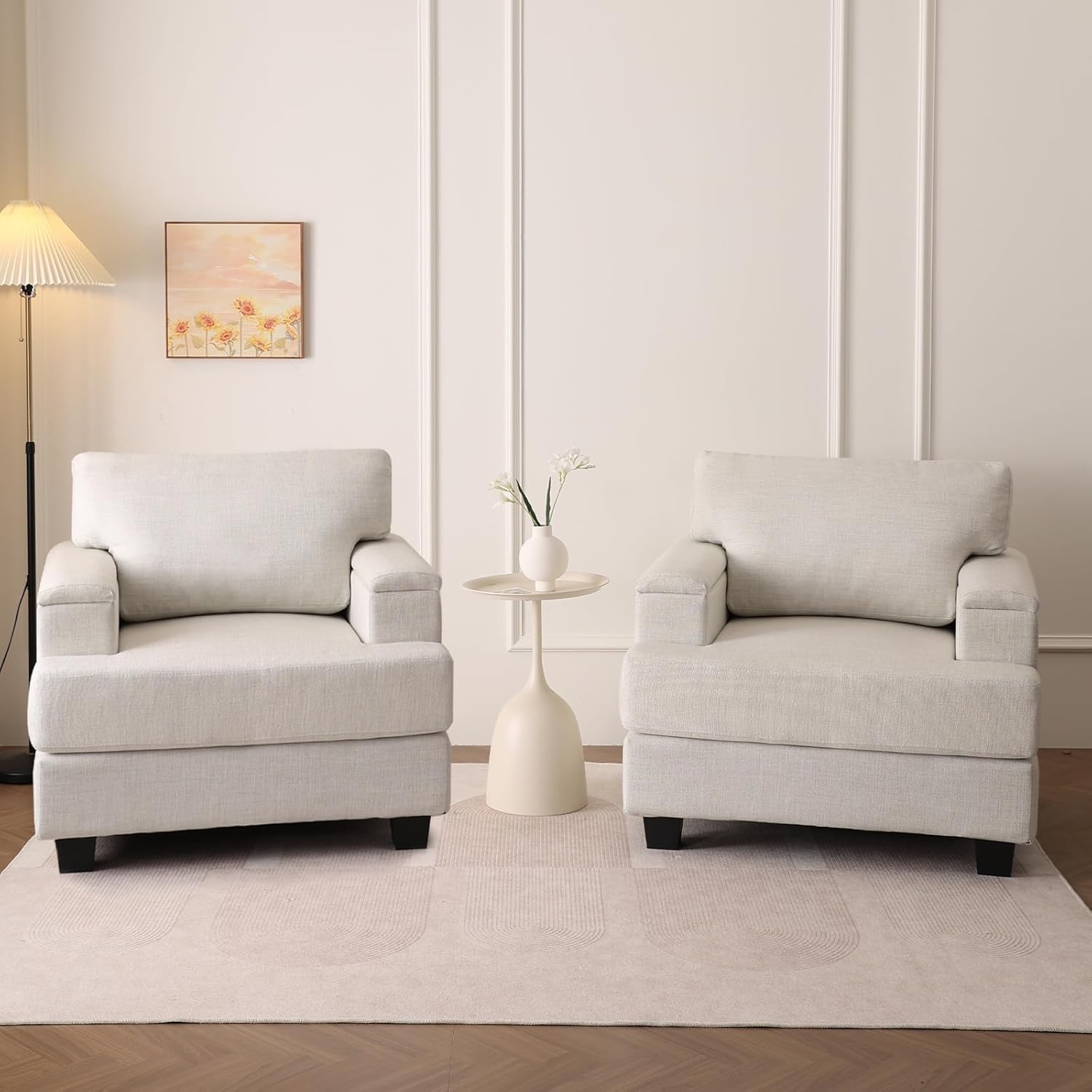 Oversized Accent Chair with Armrest Organizer,Comfy Living Room Chairs with Thick Cushion,Upholstered Modern Armchair,Big Reading Chair,Sofa Chair for Bedroom,Green - Grand Goldman