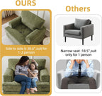 Oversized Accent Chair with Armrest Organizer,Comfy Living Room Chairs with Thick Cushion,Upholstered Modern Armchair,Big Reading Chair,Sofa Chair for Bedroom,Green - Grand Goldman