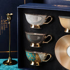 PARIS Luxury European Bone China Coffee Cup Set for British Afternoon Tea Victorian Style Hand-Painted Housewarming Wedding Gift Box with 4 Cups Plates Spoons High-End Elegant Coffee and Tea Set Valentines Birthday Mothers Fathers Day Pack - Grand Goldman