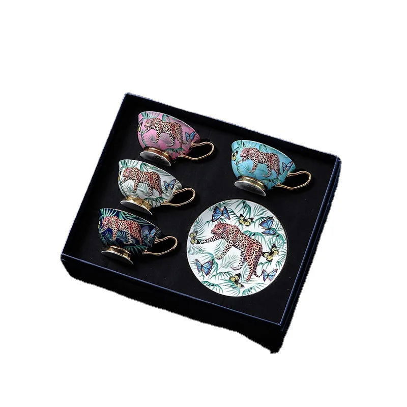 PARIS Luxury European Bone China Coffee Cup Set for British Afternoon Tea Victorian Style Hand-Painted Housewarming Wedding Gift Box with 4 Cups Plates Spoons High-End Elegant Coffee and Tea Set Valentines Birthday Mothers Fathers Day Pack - Grand Goldman