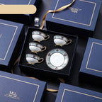 PARIS Luxury European Bone China Coffee Cup Set for British Afternoon Tea Victorian Style Hand-Painted Housewarming Wedding Gift Box with 4 Cups Plates Spoons High-End Elegant Coffee and Tea Set Valentines Birthday Mothers Fathers Day Pack - Grand Goldman