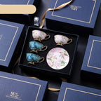 PARIS Luxury European Bone China Coffee Cup Set for British Afternoon Tea Victorian Style Hand-Painted Housewarming Wedding Gift Box with 4 Cups Plates Spoons High-End Elegant Coffee and Tea Set Valentines Birthday Mothers Fathers Day Pack - Grand Goldman