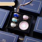 PARIS Luxury European Bone China Coffee Cup Set for British Afternoon Tea Victorian Style Hand-Painted Housewarming Wedding Gift Box with 4 Cups Plates Spoons High-End Elegant Coffee and Tea Set Valentines Birthday Mothers Fathers Day Pack - Grand Goldman