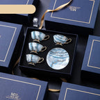 PARIS Luxury European Bone China Coffee Cup Set for British Afternoon Tea Victorian Style Hand-Painted Housewarming Wedding Gift Box with 4 Cups Plates Spoons High-End Elegant Coffee and Tea Set Valentines Birthday Mothers Fathers Day Pack - Grand Goldman