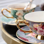 PARIS Luxury European Bone China Coffee Cup Set for British Afternoon Tea Victorian Style Hand-Painted Housewarming Wedding Gift Box with 4 Cups Plates Spoons High-End Elegant Coffee and Tea Set Valentines Birthday Mothers Fathers Day Pack - Grand Goldman