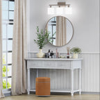 PARTPHONER Bathroom Light Fixtures, Bathroom Lighting Fixtures Over Mirror, Classic Vanity Lights, Modern Bathroom Vanity Light with Textured Frosted Opal White Glass Shades, Brushed Nickel, 3-Light - Grand Goldman