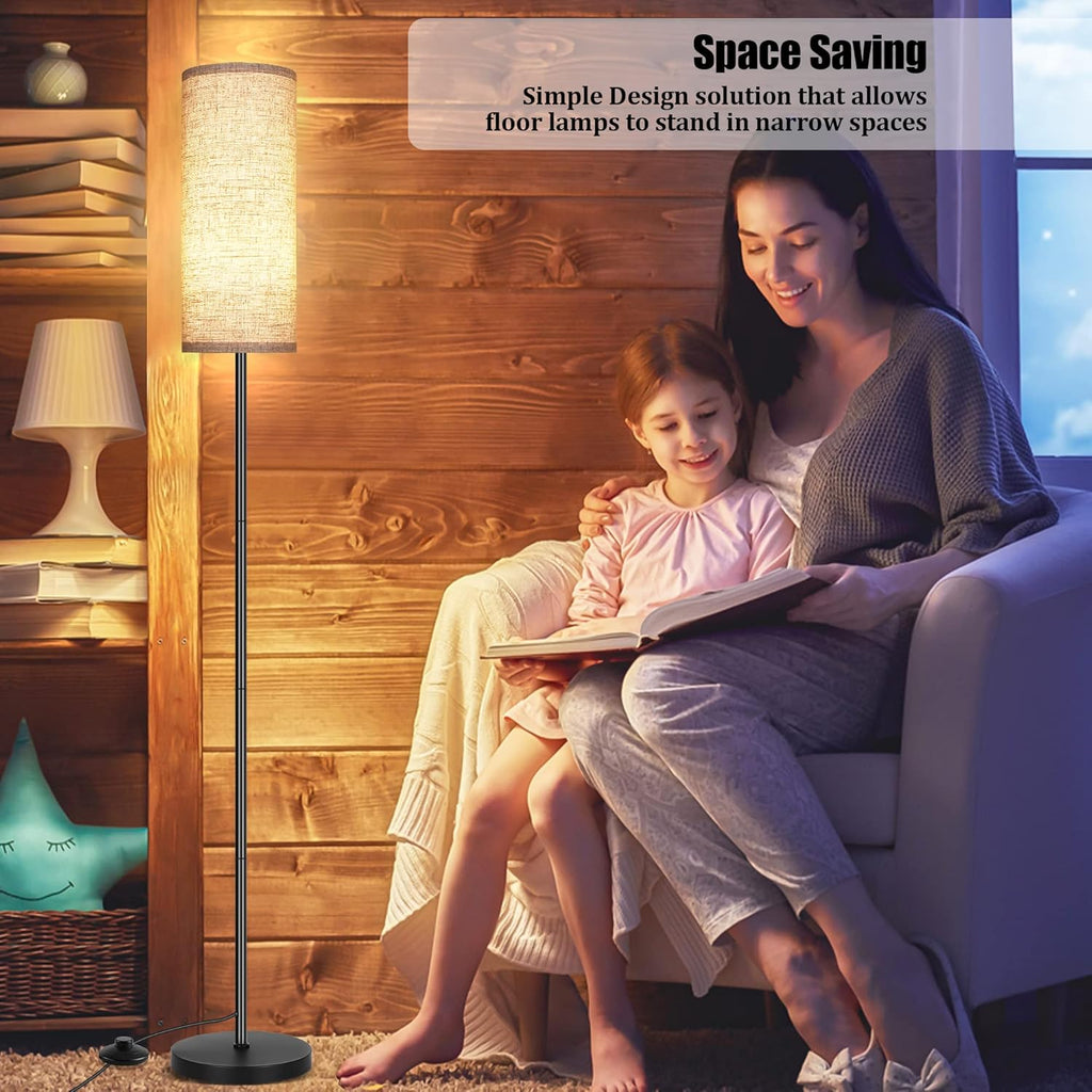 PARTPHONER Floor Lamp for Living Room, Modern Standing Lamps with Lampshade, Minimalist Tall Lamp with Foot Switch for Living Room, Bedroom, Kids Room, Office(Bulb Not Included) - Grand Goldman