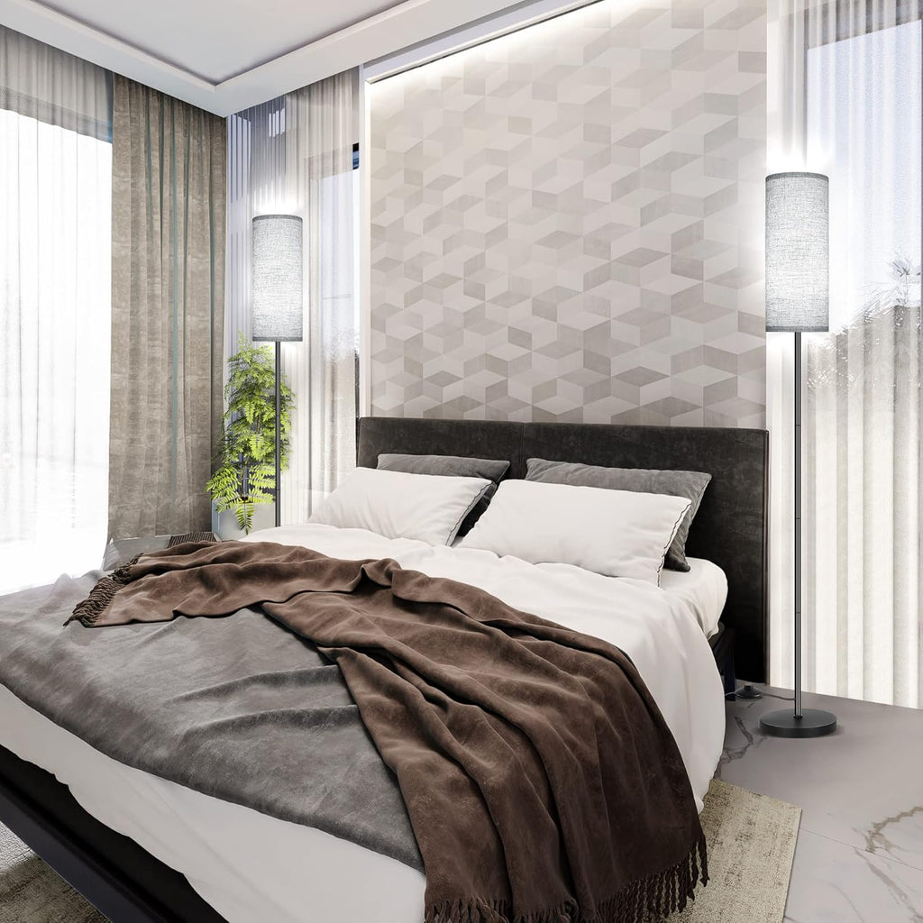 PARTPHONER Floor Lamp for Living Room, Modern Standing Lamps with Lampshade, Minimalist Tall Lamp with Foot Switch for Living Room, Bedroom, Kids Room, Office(Bulb Not Included) - Grand Goldman