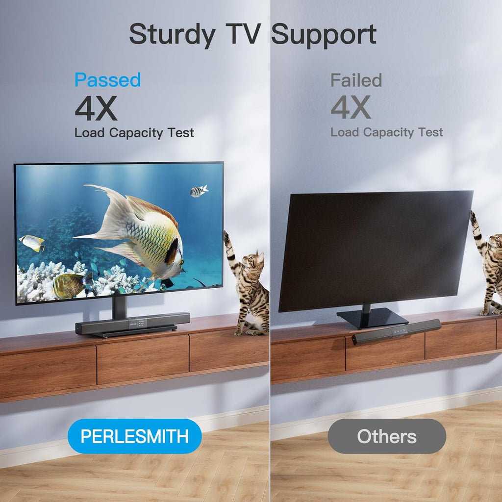 PERLESMITH Swivel Universal TV Stand/Base - Table Top TV Stand for 32-60 inch LCD LED TVs - Height Adjustable TV Mount Stand with Tempered Glass Base, VESA 400x400mm,Holds up to 88lbs PSTVS09 - Grand Goldman