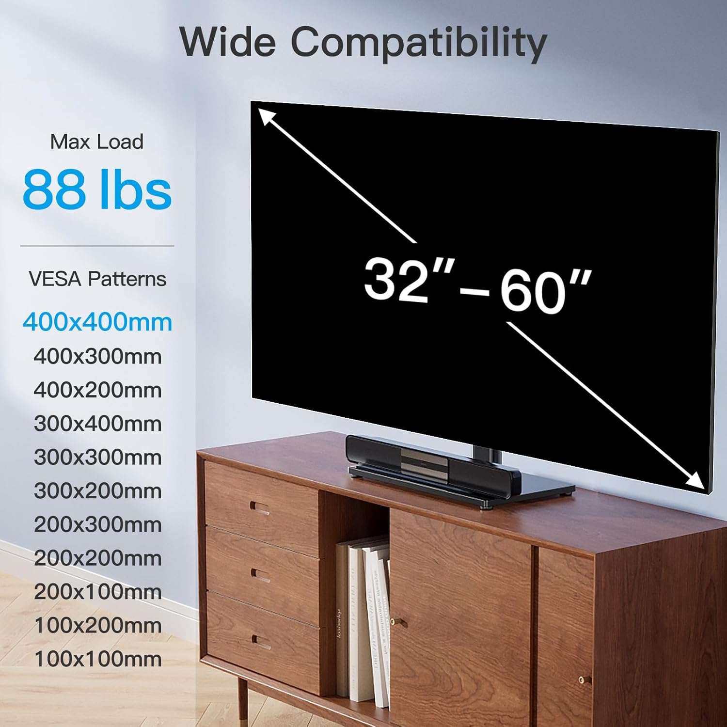PERLESMITH Swivel Universal TV Stand/Base - Table Top TV Stand for 32-60 inch LCD LED TVs - Height Adjustable TV Mount Stand with Tempered Glass Base, VESA 400x400mm,Holds up to 88lbs PSTVS09 - Grand Goldman