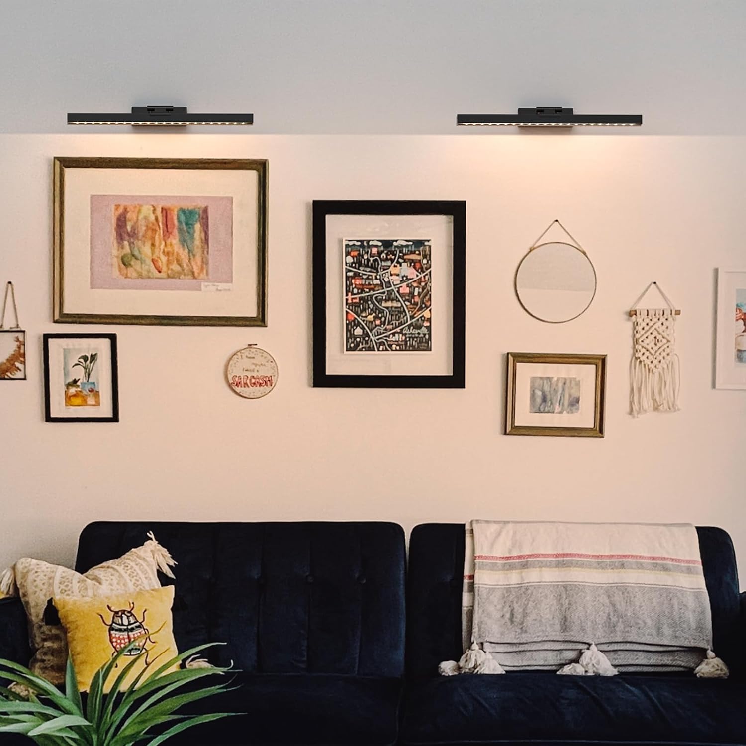 PESUTEN Picture Light Battery Operated, 16in Wireless Art Light for Paintings CCT Dimmable Recharging Battery Picture Light with Remote Control for Gallery Dartboard Art Bedroom Bathroom - Grand Goldman