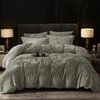 PHF Truly Velvet Duvet Cover Set Queen Size, 3pcs Ultra Soft Breathable Comforter Cover Set, Luxury Cozy Flannel Duvet Cover with Pillow Shams Bedding Collection, 90" x 90", Dark Grey - Grand Goldman
