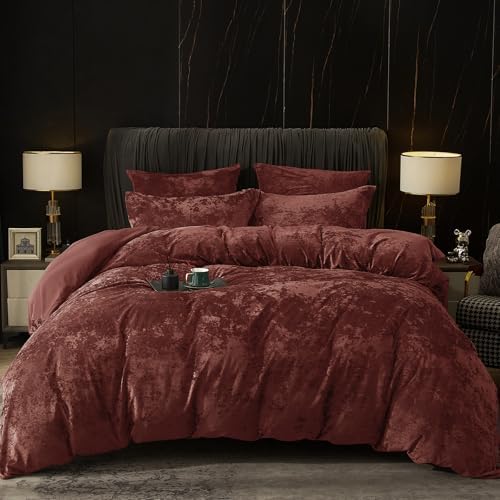 PHF Truly Velvet Duvet Cover Set Queen Size, 3pcs Ultra Soft Breathable Comforter Cover Set, Luxury Cozy Flannel Duvet Cover with Pillow Shams Bedding Collection, 90" x 90", Dark Grey - Grand Goldman