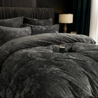 PHF Truly Velvet Duvet Cover Set Queen Size, 3pcs Ultra Soft Breathable Comforter Cover Set, Luxury Cozy Flannel Duvet Cover with Pillow Shams Bedding Collection, 90" x 90", Dark Grey - Grand Goldman