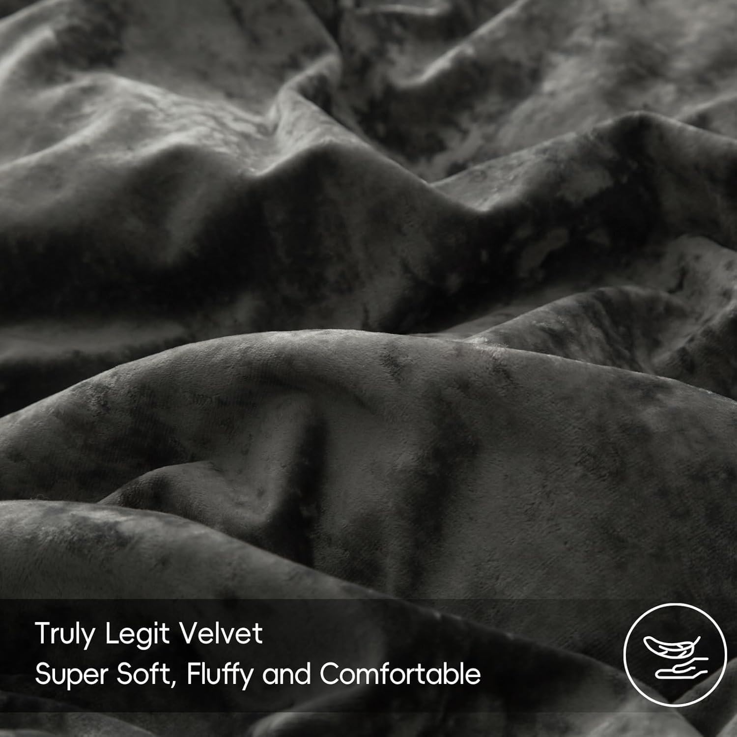 PHF Truly Velvet Duvet Cover Set Queen Size, 3pcs Ultra Soft Breathable Comforter Cover Set, Luxury Cozy Flannel Duvet Cover with Pillow Shams Bedding Collection, 90" x 90", Dark Grey - Grand Goldman