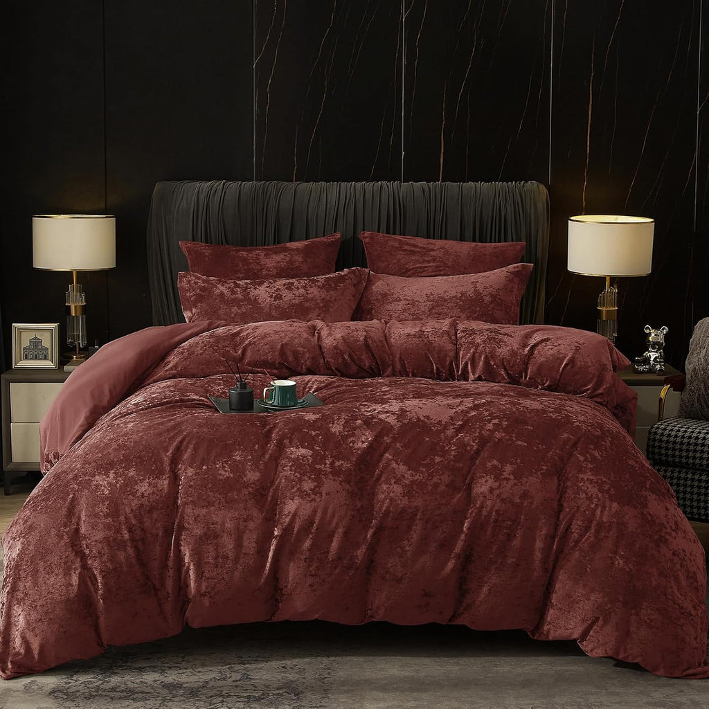 PHF Truly Velvet Duvet Cover Set Queen Size, 3pcs Ultra Soft Breathable Comforter Cover Set, Luxury Cozy Flannel Duvet Cover with Pillow Shams Bedding Collection, 90" x 90", Dark Grey - Grand Goldman