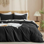 PHF Waffle Weave Duvet Cover Set Queen Size, 3 Piece Ultra Soft Breathable Durable Comforter Cover for All Season, Waffle Textured Duvet Cover with 2 Pillow Shams Bedding Collection, 90"x90", White - Grand Goldman