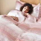 PHF Waffle Weave Duvet Cover Set Queen Size, 3 Piece Ultra Soft Breathable Durable Comforter Cover for All Season, Waffle Textured Duvet Cover with 2 Pillow Shams Bedding Collection, 90"x90", White - Grand Goldman