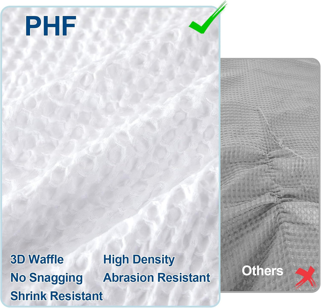 PHF Waffle Weave Duvet Cover Set Queen Size, 3 Piece Ultra Soft Breathable Durable Comforter Cover for All Season, Waffle Textured Duvet Cover with 2 Pillow Shams Bedding Collection, 90"x90", White - Grand Goldman