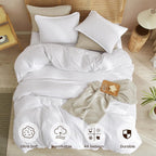 PHF Waffle Weave Duvet Cover Set Queen Size, 3 Piece Ultra Soft Breathable Durable Comforter Cover for All Season, Waffle Textured Duvet Cover with 2 Pillow Shams Bedding Collection, 90"x90", White - Grand Goldman