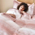 PHF Waffle Weave Duvet Cover Set Queen Size, 3 Piece Ultra Soft Breathable Durable Comforter Cover for All Season, Waffle Textured Duvet Cover with 2 Pillow Shams Bedding Collection, 90"x90", White - Grand Goldman