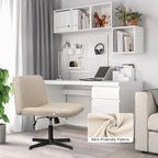PUKAMI Criss Cross Chair,Comfy Cross Legged Office Desk Chair No Wheels,Cute Makeup Vanity Chair,Fabric Modern Swivel Height Adjustable Mid Back Wide Seat Computer Task Chair for Home Office(Beige) - Grand Goldman