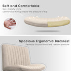 PUKAMI Criss Cross Chair,Comfy Cross Legged Office Desk Chair No Wheels,Cute Makeup Vanity Chair,Fabric Modern Swivel Height Adjustable Mid Back Wide Seat Computer Task Chair for Home Office(Beige) - Grand Goldman