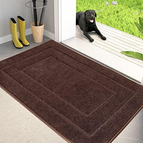 PURRUGS Dirt Trapper Door Mat 24" x 35.5", Non-Slip/Skid Machine Washable Entryway Rug, Dog Door Mat, Super Absorbent Welcome Mat for Muddy Wet Shoes and Paws, Charcoal - Grand Goldman