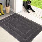 PURRUGS Dirt Trapper Door Mat 24" x 35.5", Non-Slip/Skid Machine Washable Entryway Rug, Dog Door Mat, Super Absorbent Welcome Mat for Muddy Wet Shoes and Paws, Charcoal - Grand Goldman