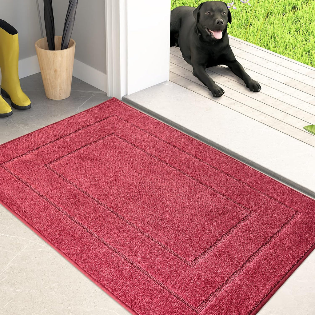 PURRUGS Dirt Trapper Door Mat 24" x 35.5", Non-Slip/Skid Machine Washable Entryway Rug, Dog Door Mat, Super Absorbent Welcome Mat for Muddy Wet Shoes and Paws, Charcoal - Grand Goldman