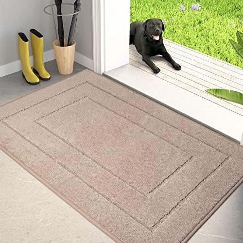 PURRUGS Dirt Trapper Door Mat 24" x 35.5", Non-Slip/Skid Machine Washable Entryway Rug, Dog Door Mat, Super Absorbent Welcome Mat for Muddy Wet Shoes and Paws, Charcoal - Grand Goldman