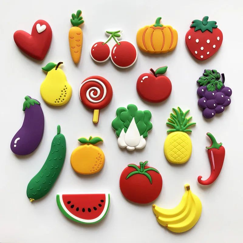 PVC Fridge Magnet Fruit and Vegetable Baby Early Education Color Cognitive Magnetic Black Whiteboard Sticker Magnet Gifts - Grand Goldman