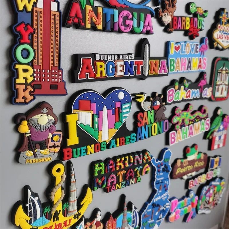 PVC Fridge Magnets Aruba Panama Punta Cana Puerto Rico Las Vegas Finland Argentina Mexico Jamaica Chile Greece Ukraine Stickers - Grand Goldman