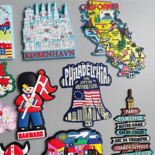 PVC Fridge Magnets Copenhage Denmark USA Paris France Fiji Islands Argentina Switzerland London Puerto Rico Bahamas Germany - Grand Goldman