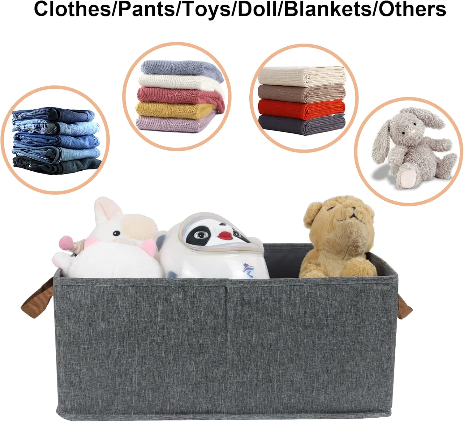 Pack of 3 Large Capacity Storage Bins Closet Organizer System, Sturdy Foldable Storage Boxes for Organizing Clothing, Sheets, Toys, Books - Shelf Organizer Shelves Basket Storage Bin - Grand Goldman