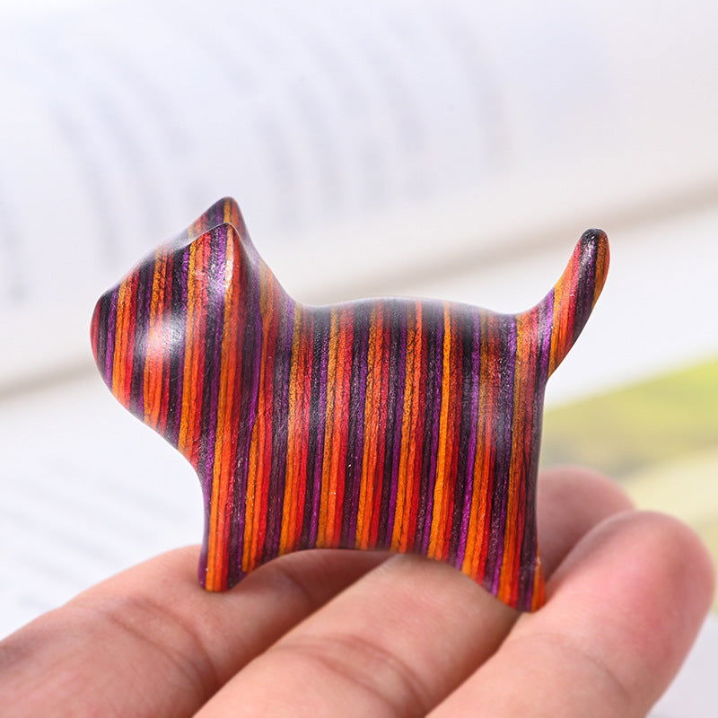 Painted Wooden Cat Ebony Playing Ornaments Wood Carving - Grand Goldman