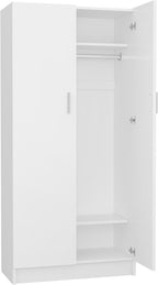 Panana 2 Door Bedroom Wardrobe Closet Bedroom Armoires Home Furniture for Storage (White) - Grand Goldman