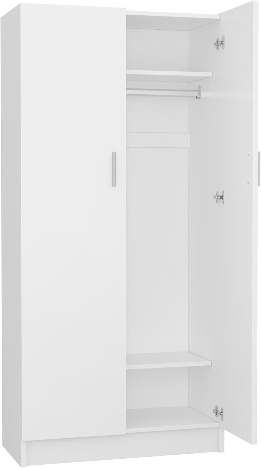 Panana 2 Door Bedroom Wardrobe Closet Bedroom Armoires Home Furniture for Storage (White) - Grand Goldman