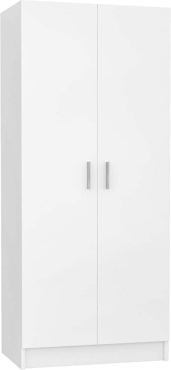 Panana 2 Door Bedroom Wardrobe Closet Bedroom Armoires Home Furniture for Storage (White) - Grand Goldman