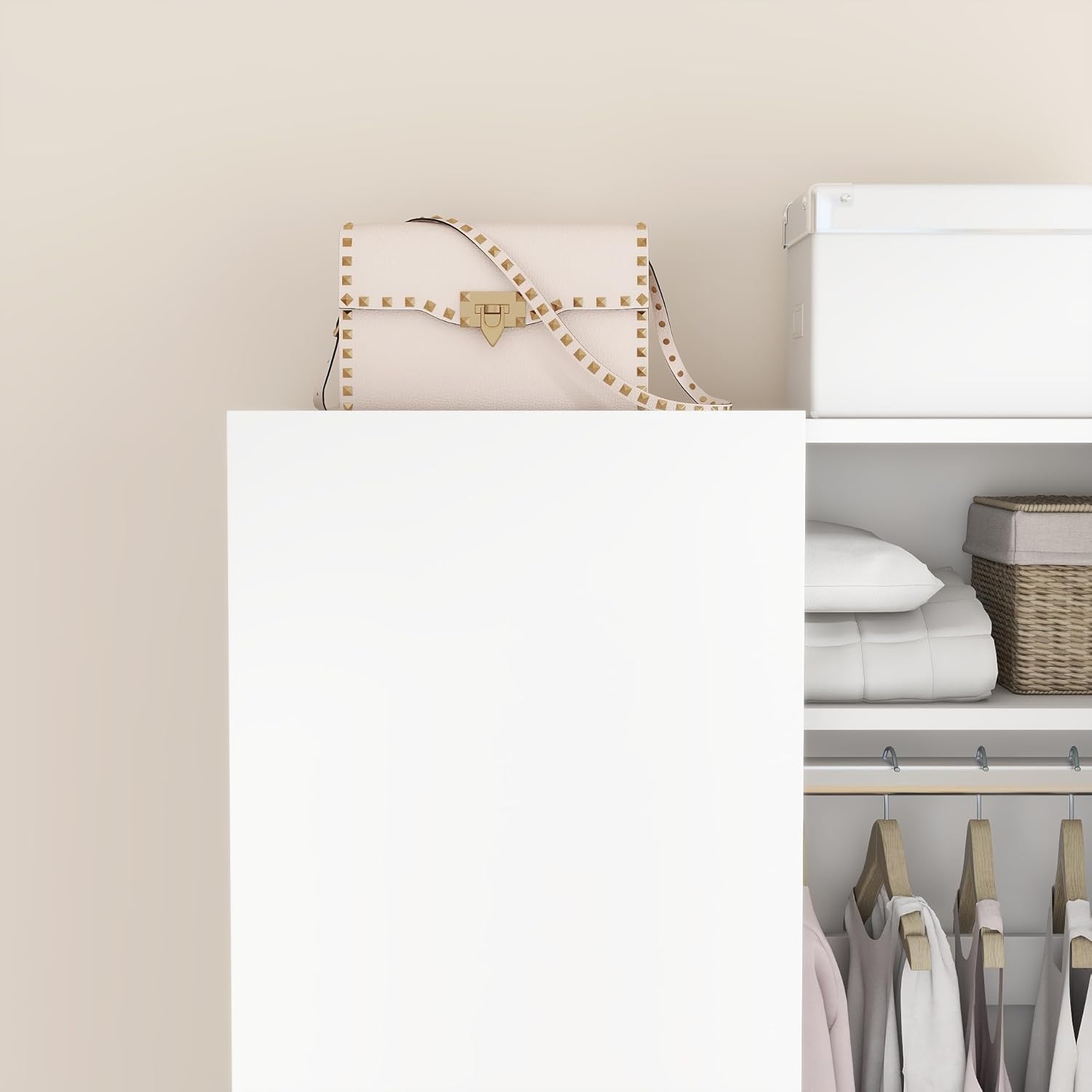 Panana 2 Door Bedroom Wardrobe Closet Bedroom Armoires Home Furniture for Storage (White) - Grand Goldman