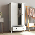 Panana 2 Door Wardrobe, Armoire with Drawer for Bedroom (White) - Grand Goldman