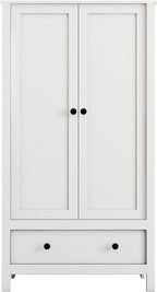 Panana 2 Door Wardrobe, Armoire with Drawer for Bedroom (White) - Grand Goldman