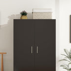 Panana 2 Door Wardrobe Closet Bedroom Armoires with 2 Shelves Storage, Hanging Rail for Bedroom (Black) - Grand Goldman