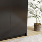 Panana 2 Door Wardrobe Closet Bedroom Armoires with 2 Shelves Storage, Hanging Rail for Bedroom (Black) - Grand Goldman