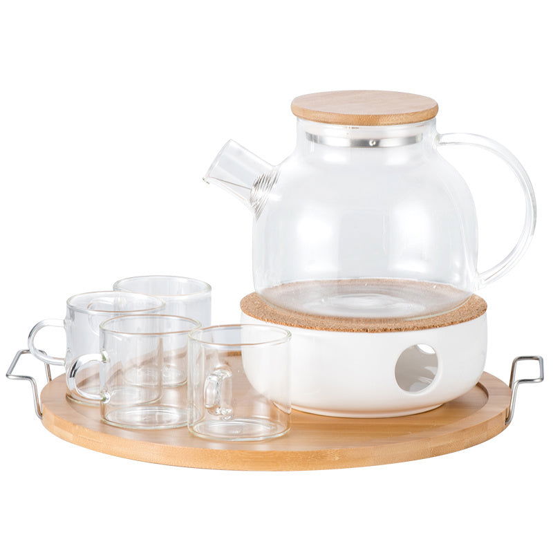 Paohua Teapot Set Heat Resistant Glass Teapot Simple Japanese Household Afternoon Tea Set Candle Heating Fruit Tea - Grand Goldman